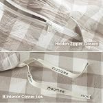 MooMee Gingham Ensemble de couvertures de couettes 100% Linge de coton lavé comme la Reine. Doux, respirant & Confort durable. Léger. Fermeture éclair cachée avec 8 Liaisons de coin intérieur