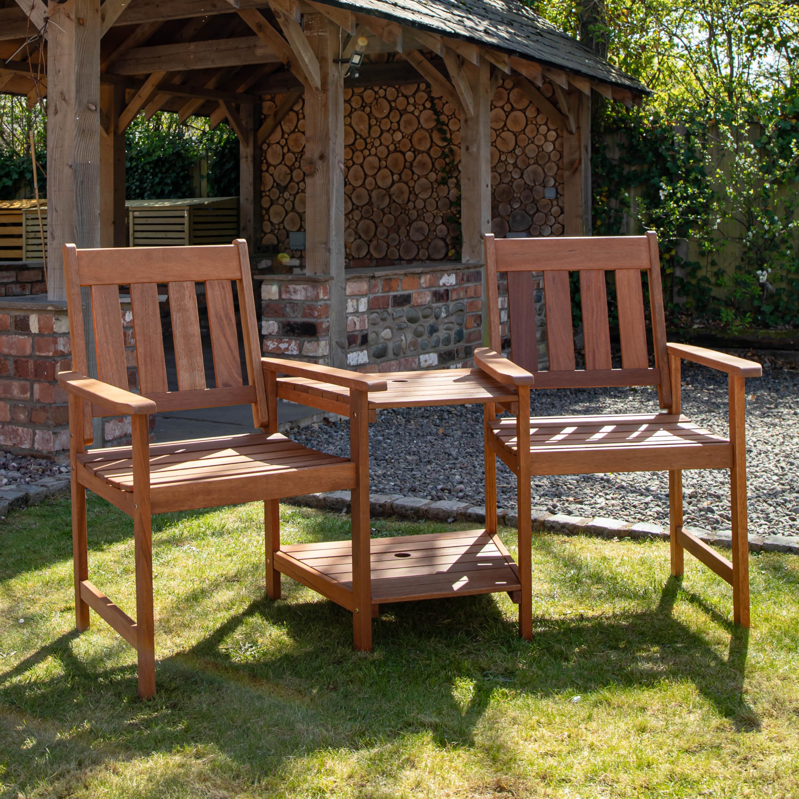 Samuel ALEXANDER Rydal 2 Seater Wooden Garden Patio Love Seat and Table Set
