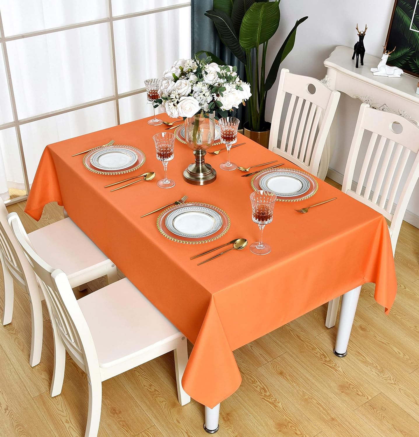KAIPHO Orange Rectangle Tablecloth Waterproof Stain
