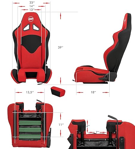 Miniatura 3 de OpenWheeler Racing and Flight Sim Seat, Simulator Cockpit. Sliding Rails Included. Red on Black. Breathable Fabric Upholstery