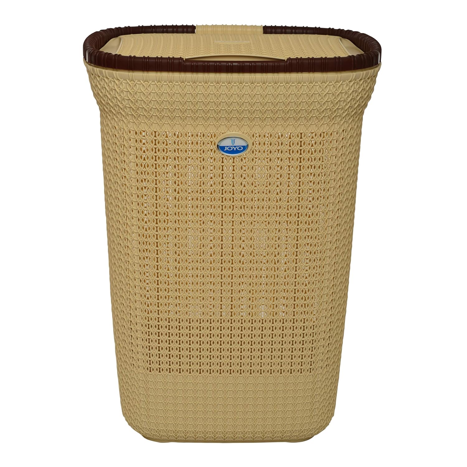 JOYO Plastic Knit Laundry Basket Big (44.5cmX33cmX55cm, 50ltr, Brown