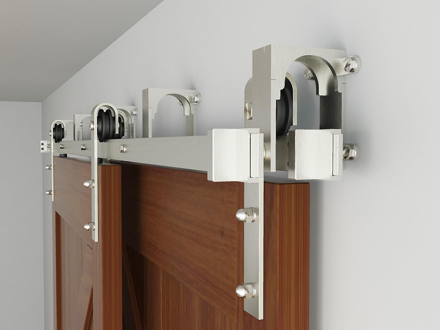 National Hardware N187-102 1080 Sliding Door Hardware Bypass Bracket in Satin Nickel