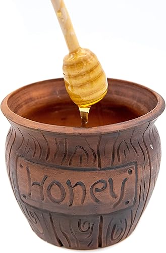 Miniatura 7 de Tarro de miel con un dipper 16oz. Pote de miel de cerámica hecho de pieza de arcilla sólida. Contenedor de miel y un gran cuenco rústico para regalo