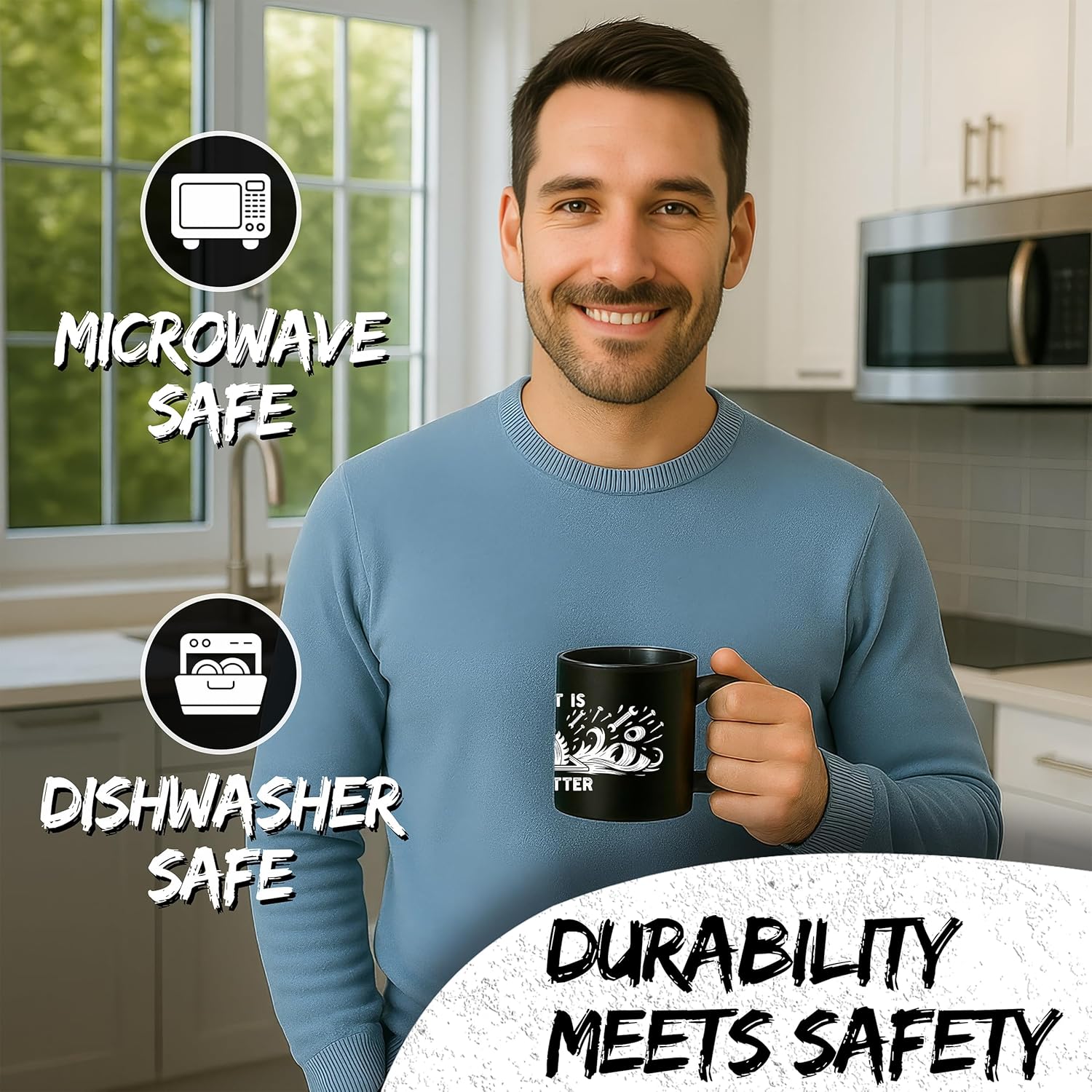 Sawdust is Man Glitter Ceramic Coffee Mug 11oz Woodworking Carpenter - Tea Coffee Mug with Comfortable Grip - Unique Fun Gift Cup for Office or Home - Vibrant Long-Lasting Print ID45211 - Image 4