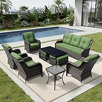 Vista 179 de Joyside Silla mecedora giratoria para exteriores para patio, mecedora de mimbre para exteriores con cojines de tela de olefina adecuada para porche