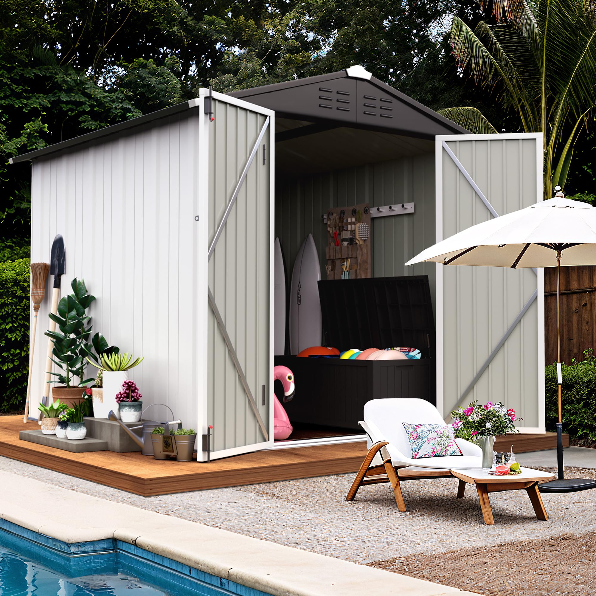 Amazon.com : Flamaker 6x8 FT Storage Shed Waterproof Metal Garden