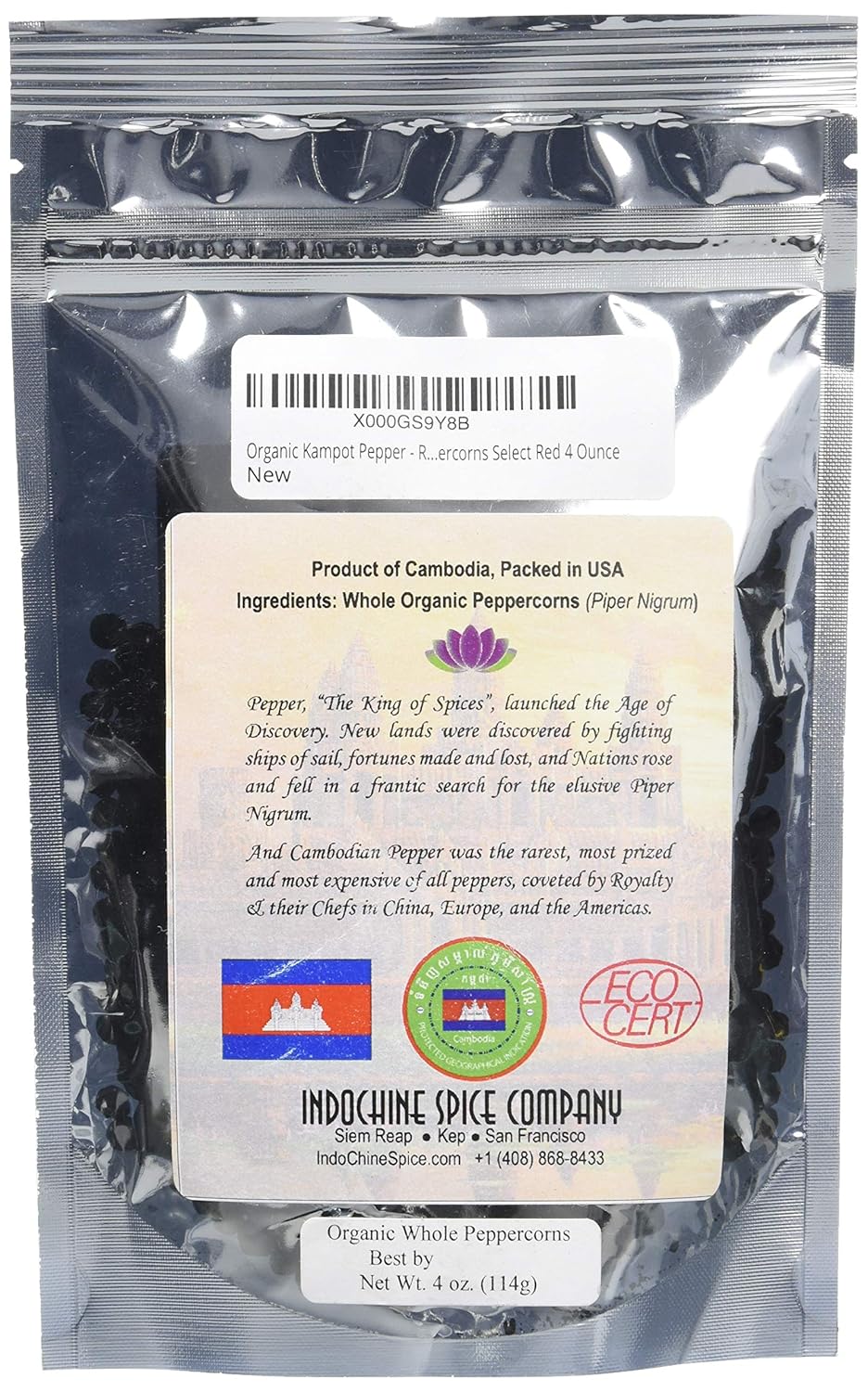 Organic Kampot Pepper - Rare Cambodian Peppercorns Red 4 Ounce
