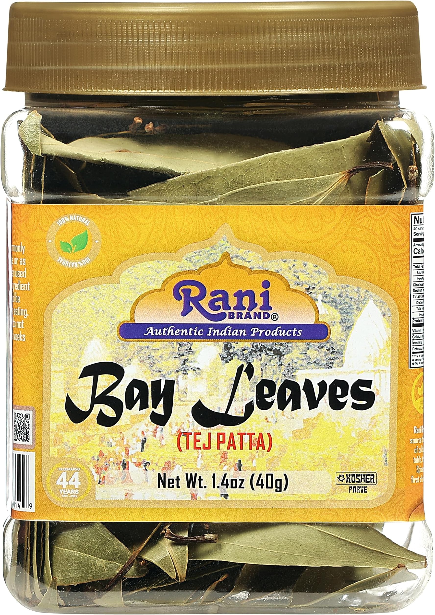 Rani Bay Leaf (Leaves) Whole Spice Hand Selected Extra Large 1.4oz (40g) PET Jar ~ All Natural | Gluten Friendly | NON-GMO | Kosher | Vegan | Indian Origin (Tej Patta)