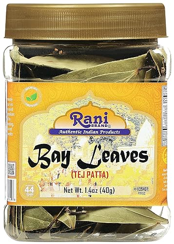 Rani Bay Leaf (Leaves) Especias enteras seleccionadas a mano extra grandes de 1.4 onzas (1.41oz) Tarro de PET  Todo natural  Apto para gluten  Sin