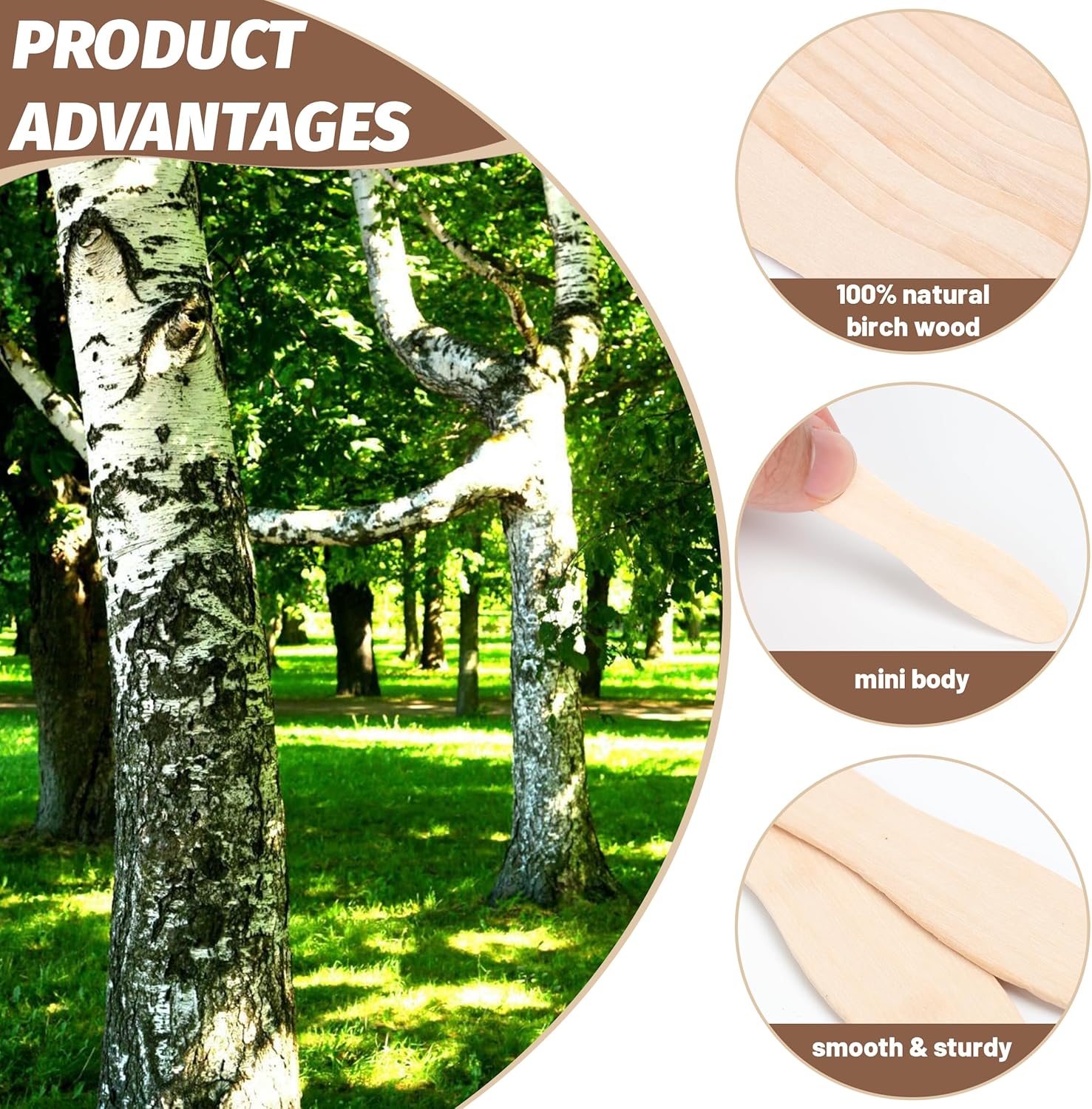 Wooden Ice Cre Spoons 3 Inch, Mini Disposable Wooden Spoons,