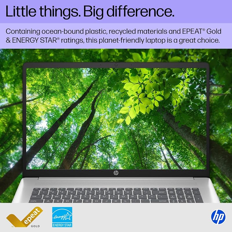 HP 17.3 inch Laptop, FHD Display, Intel Core i5-1334U, 16 GB RAM, 512 GB SSD, Intel Iris Xe Graphics, Windows 11 Home, Natural Silver, 17-cn3399nr image 6