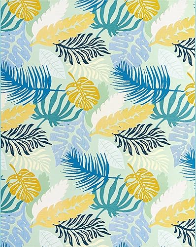 Miniatura 2 de Unique Loom Outdoor Botanical Collection - Alfombra rectangular (7 pies 10 pulgadas x 10 pies, rectangular, multicolor azul)