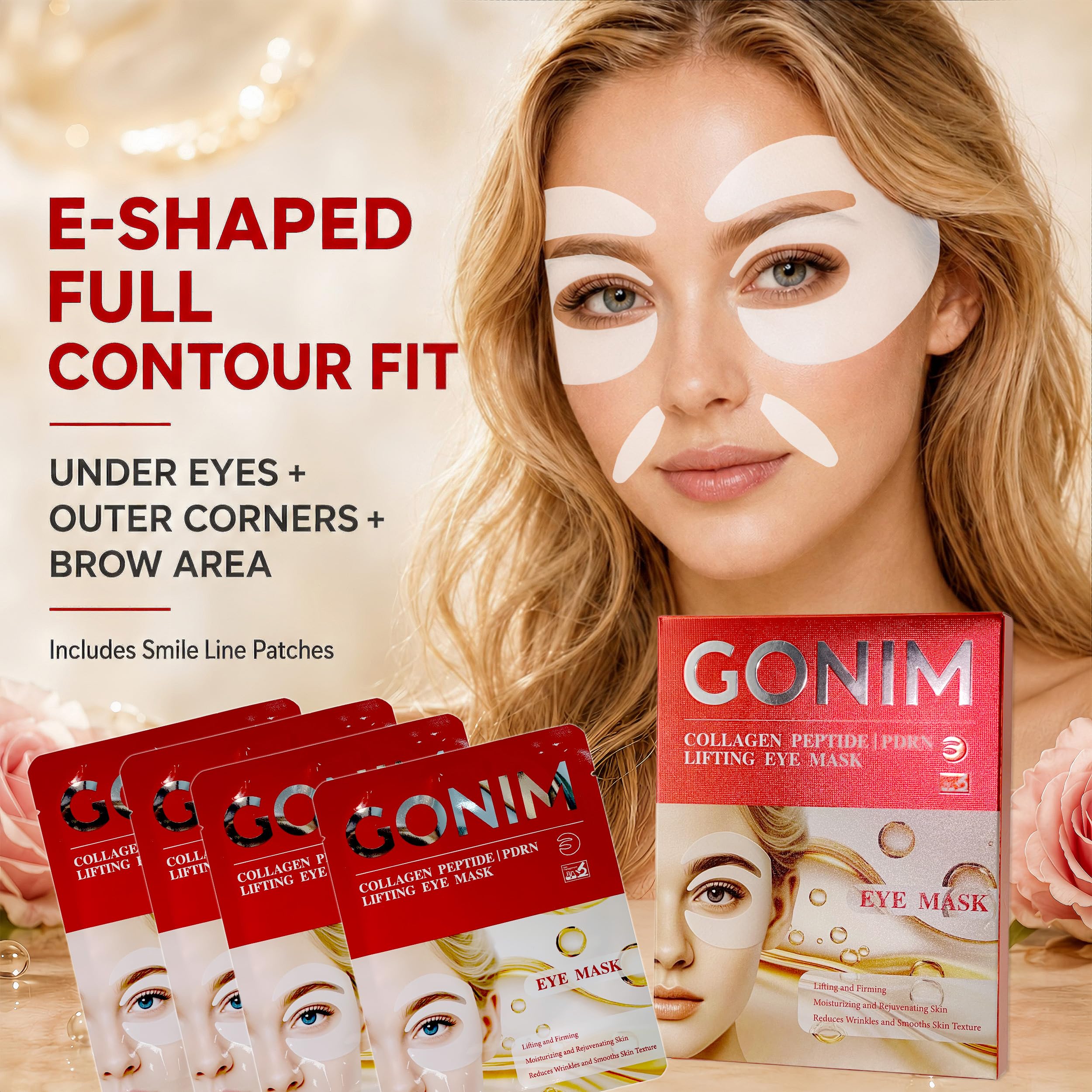 GONIM Hydrogel Under Eye Patches with Collagen, Caffeine, Retinol & PDRN