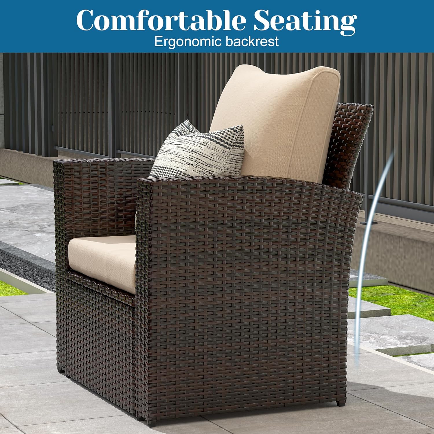 Solaste 4 Piece Patio Outdoor Furniture Sets,Patio Conversation Sofa Wicker Chair with Cushion,Hand Woven Rattan Sofa for Porch Backyard Outside Garden Lawn Yard,Brown