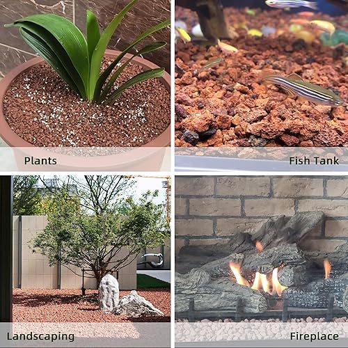 Miniatura 5 de Rocas de lava roja de 2.4 libras para plantas, roca volcánica hortícola de lava para paisajismo drenaje, grava de roca de lava pequeña para