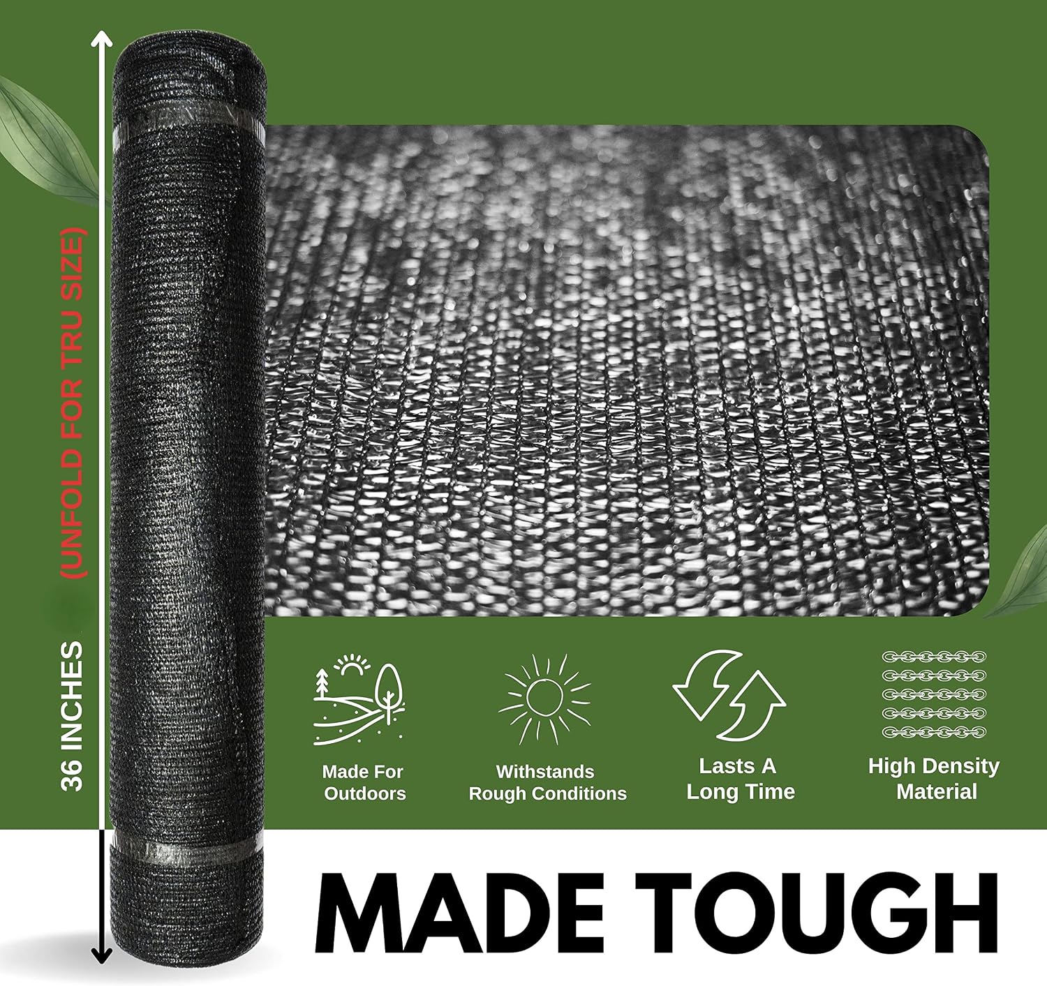 [WindscreenSupplyCo] 60% 5'10'' x 100 FT Eyelets Shade Cloth Roll Sunblock Shade UV Resistant Net for Garden Greenhouse Flower Plant Patio Kennel, Black - PS6160BLKX1