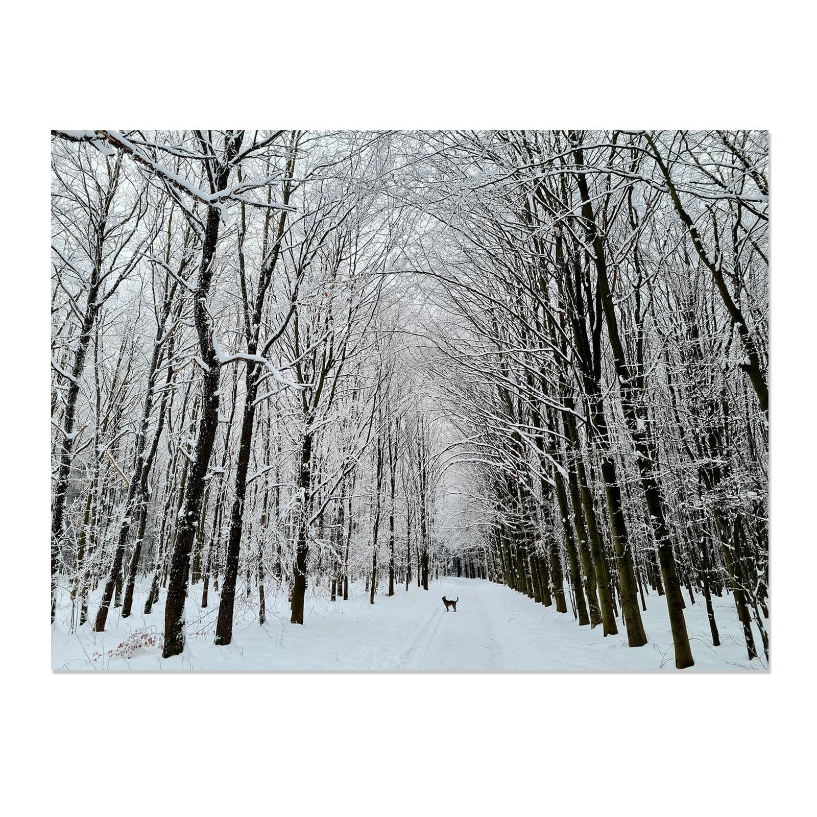 Impression sur toile de paysage hivernal avec chiot 60x85cm sans cadre - 8