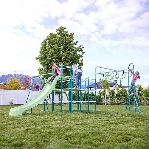 Miniatura 7 de ACTIVPLAY - Juego modular de gimnasio de la jungla para niños, juego al aire libre, columpio, tobogán, línea de la selva, resistente a la corrosión,