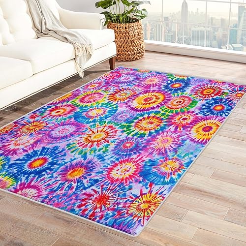 Miniatura 42 de Alfombras coloridas para entrada de 2 x 3 pulgadas, diseño de arte abstracto de fuegos artificiales, tapete para puerta de interior, tapete colorido