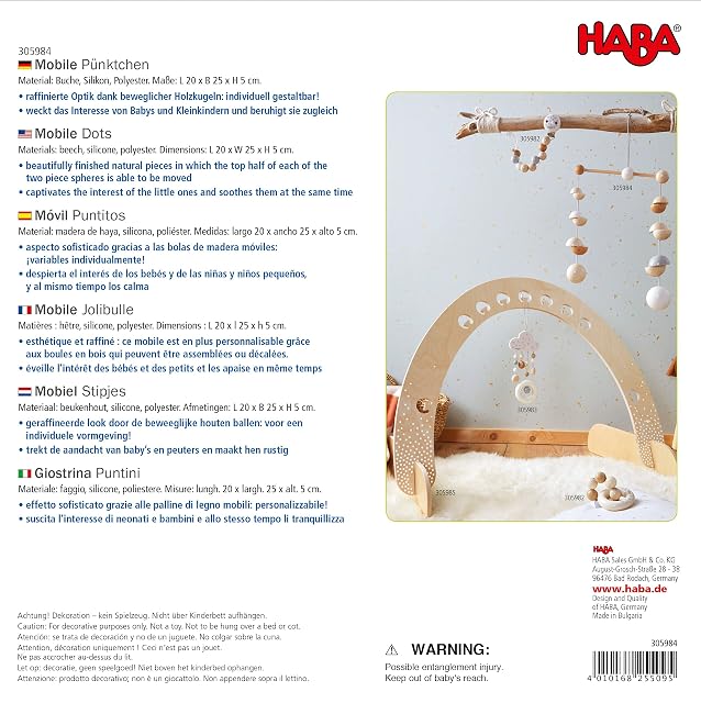 Foto 6 de 6 de HABA 305984 - Móvil Puntitos, de Madera sostenible para bebés