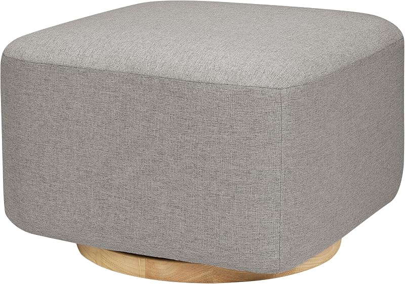 Otomana deslizante Babyletto Kiwi con luz en tejido ecológico Performance Grey | Otomana deslizante certificada GREENGUARD Gold y CertiPUR-US: reposapiés resistente al agua y a las manchas para su planeador de guardería