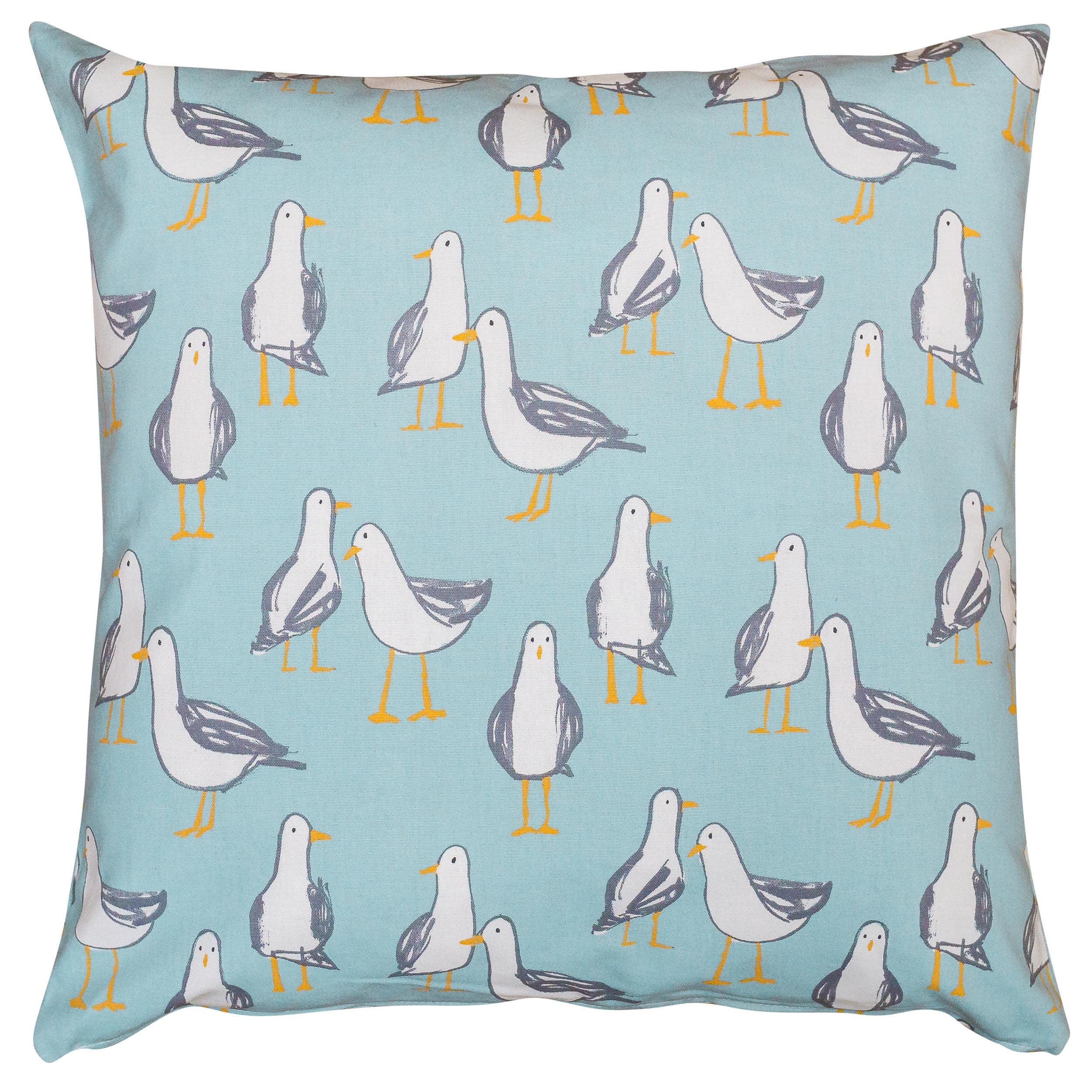 Linen Loft Nautical Seagull Print Extra-Large Cushion Cover. 100% Cotton Duck Egg Blue Cushion. Nautical Seaside Marine Beach Design. 23x23 XL Square Cushion Cover Only