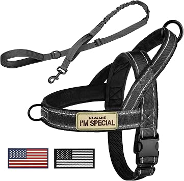 Forestpaw No Pull Tactical Dog Harness and Tactical Dog Leash Set for Medium Large Dogs Training Walking Running