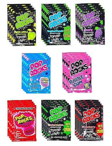 Miniatura 4 de Pop Rocks - Mezcla variada de caramelos – 32 paquetes de 8 sabores – Caramelo retro de roca agrietada – El paquete a granel incluye ponche tropical,