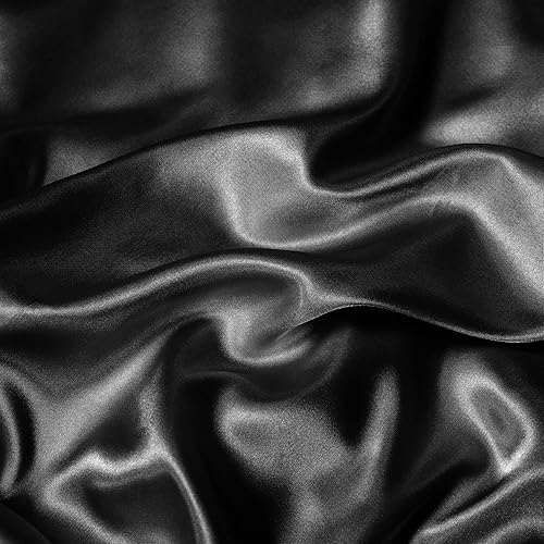 Miniatura 8 de Vonty Manta de satén negro de 50 x 60 pulgadas (con flores pequeñas), manta refrescante y sedosa, manta de punto trenzado sin arrugas para sofá,