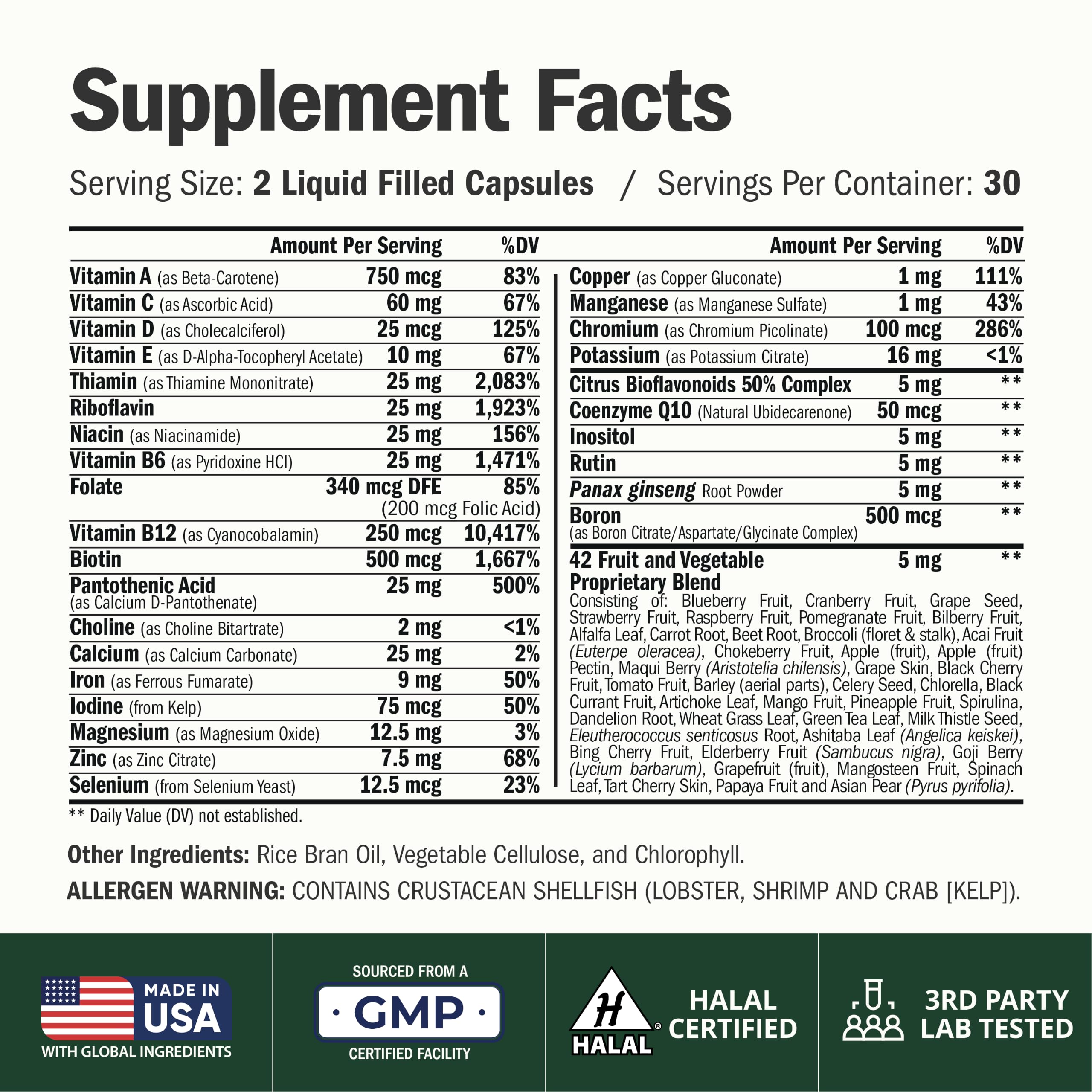 Multivitamin for Men – Vitamins & Minerals – Daily Wellness, 60 Liquid Caps — Amazon image 2