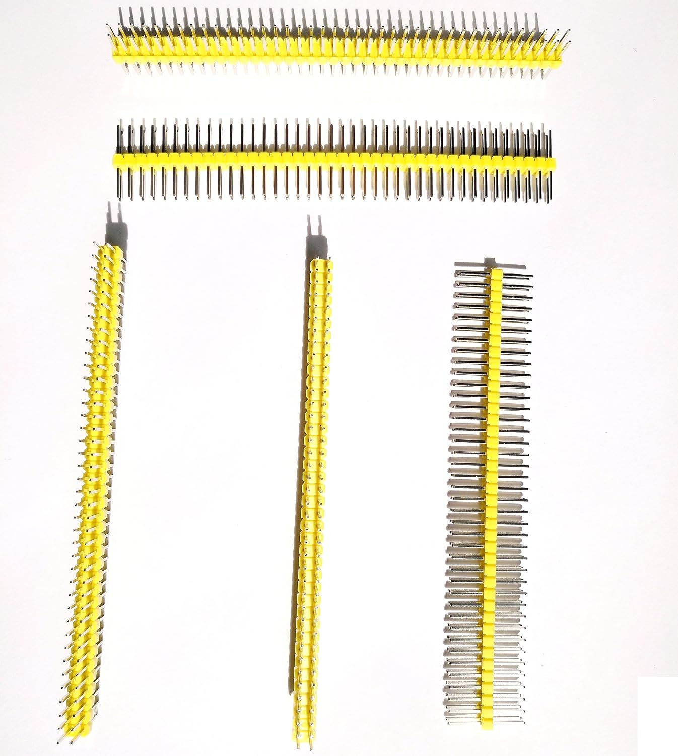 2x40-pin Long Pins Break-Away Male Headers 0.1" 2.54mm Yellow Pack of 5