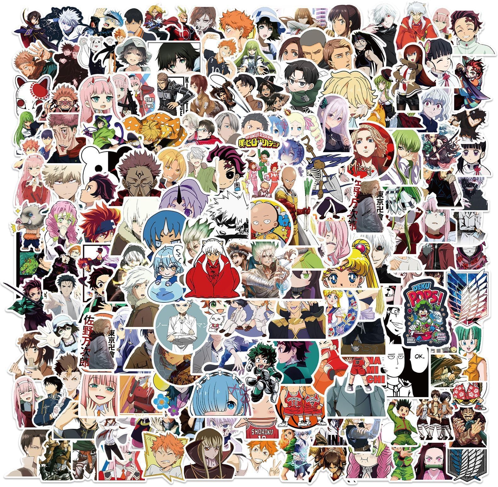 200 Pcs Anime Mixed Stickers,Vinyl Waterproof Stickers for Laptop,Bumper,Skateboard,Water Bottles,Computer,Phone,Anime Sticker Pack for Kids/Teen(Anime Stickers) (Anime Mixed Stickers 200 Pcs)