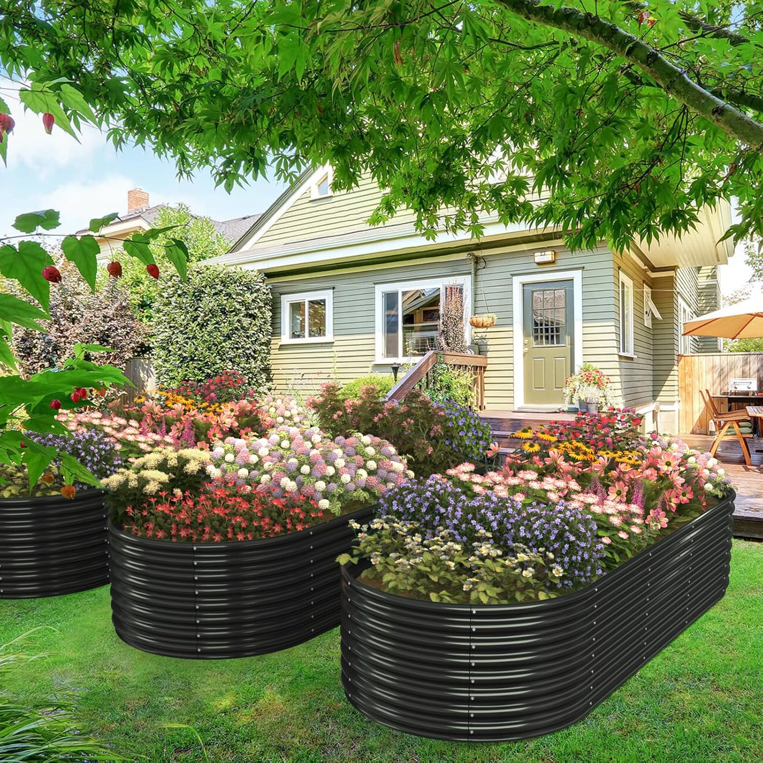 FRIZIONE 9FT(L)×4FT(W)×2FT(H) Galvanized Raised Garden Bed Outdoor, Metal Raised Garden Beds for Flower, Raised Planter Box Outdoor for Herb, Vegetable-Gray