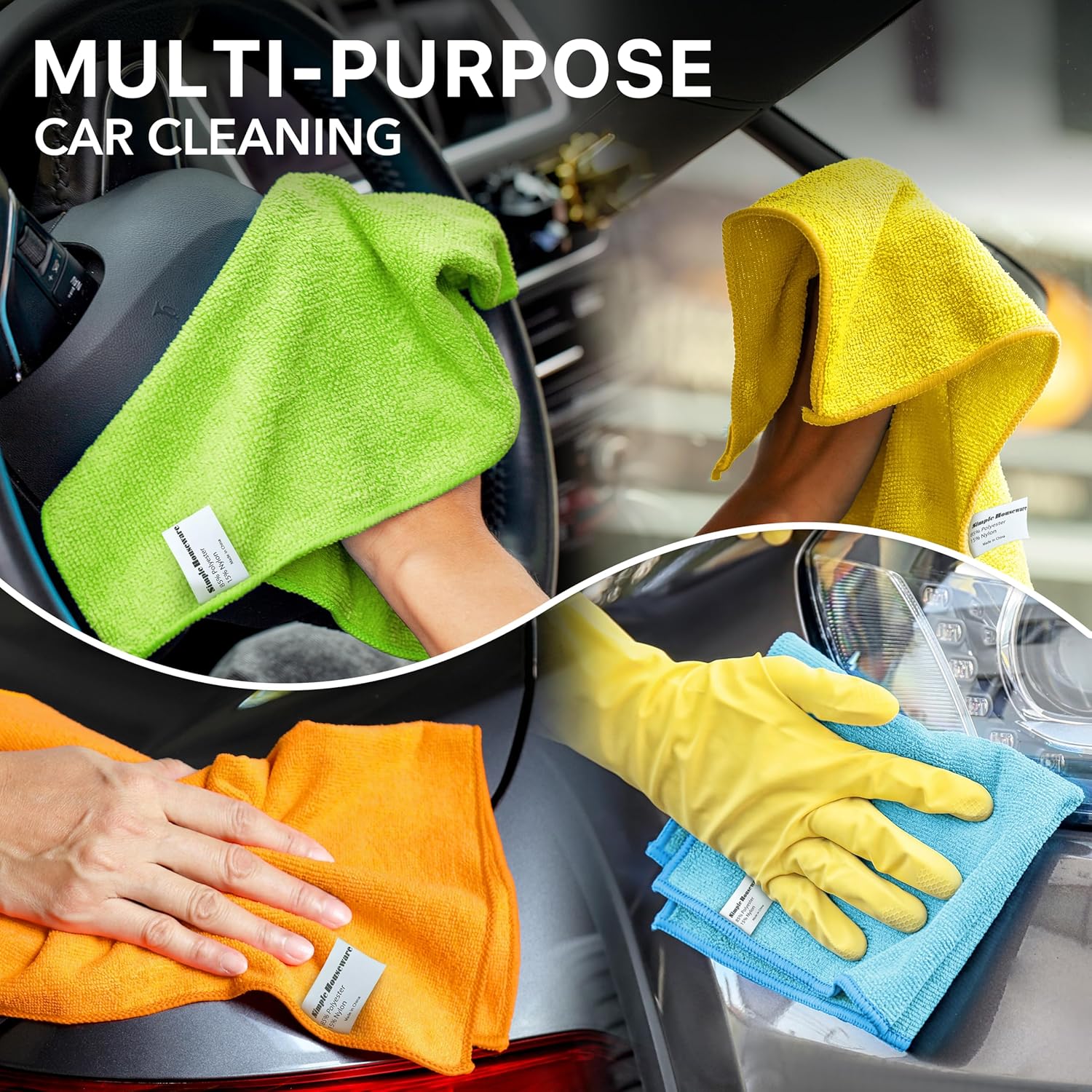 Simple Houseware Microfiber Cleaning Cloth 150 Pack, 12" x 16", 4 Colors