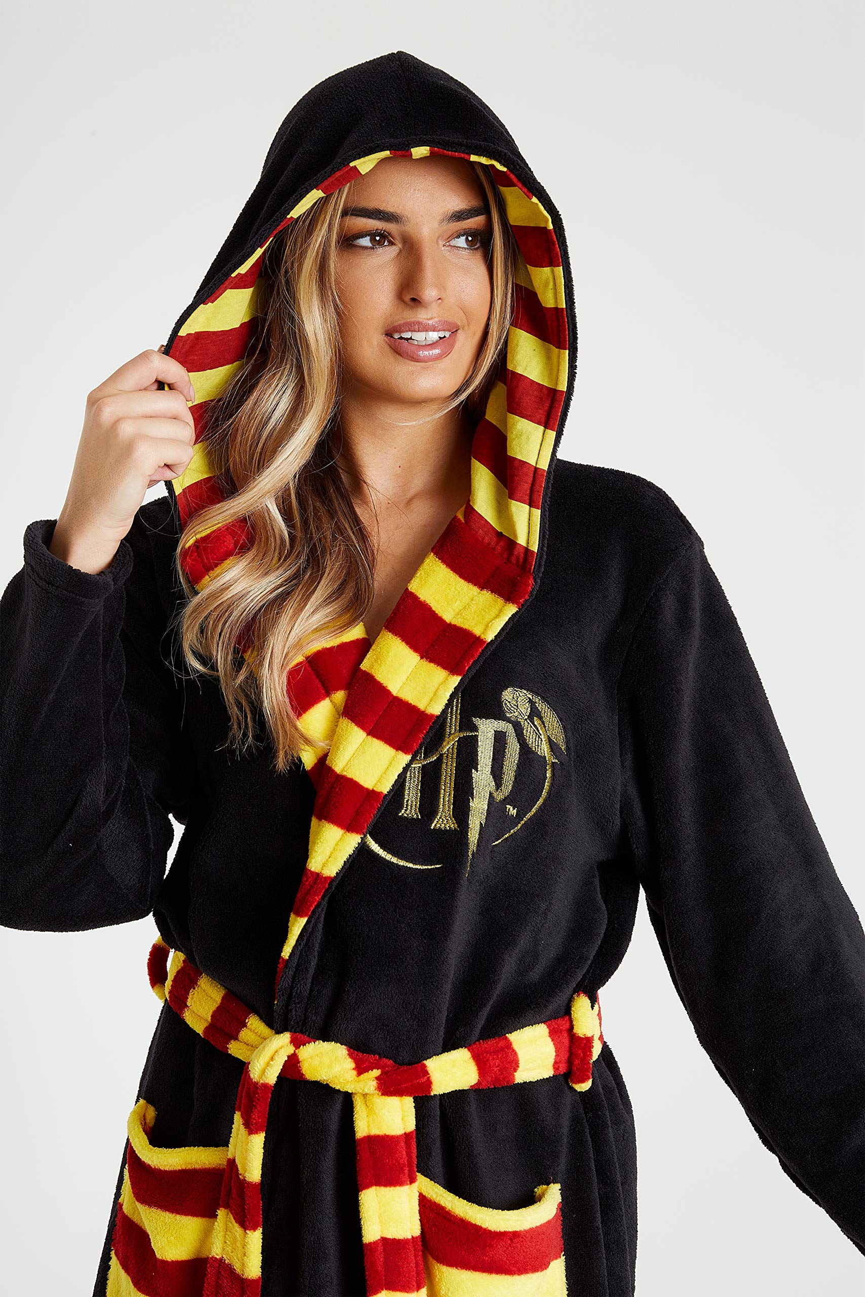 Harry Potter Bademantel Damen mit Kapuze, Kuschelig Morgenmantel Unisex, Hogwarts Geschenke für Herren, Damen und Jugendliche, Nachtwäsche aus Weichem Fleece