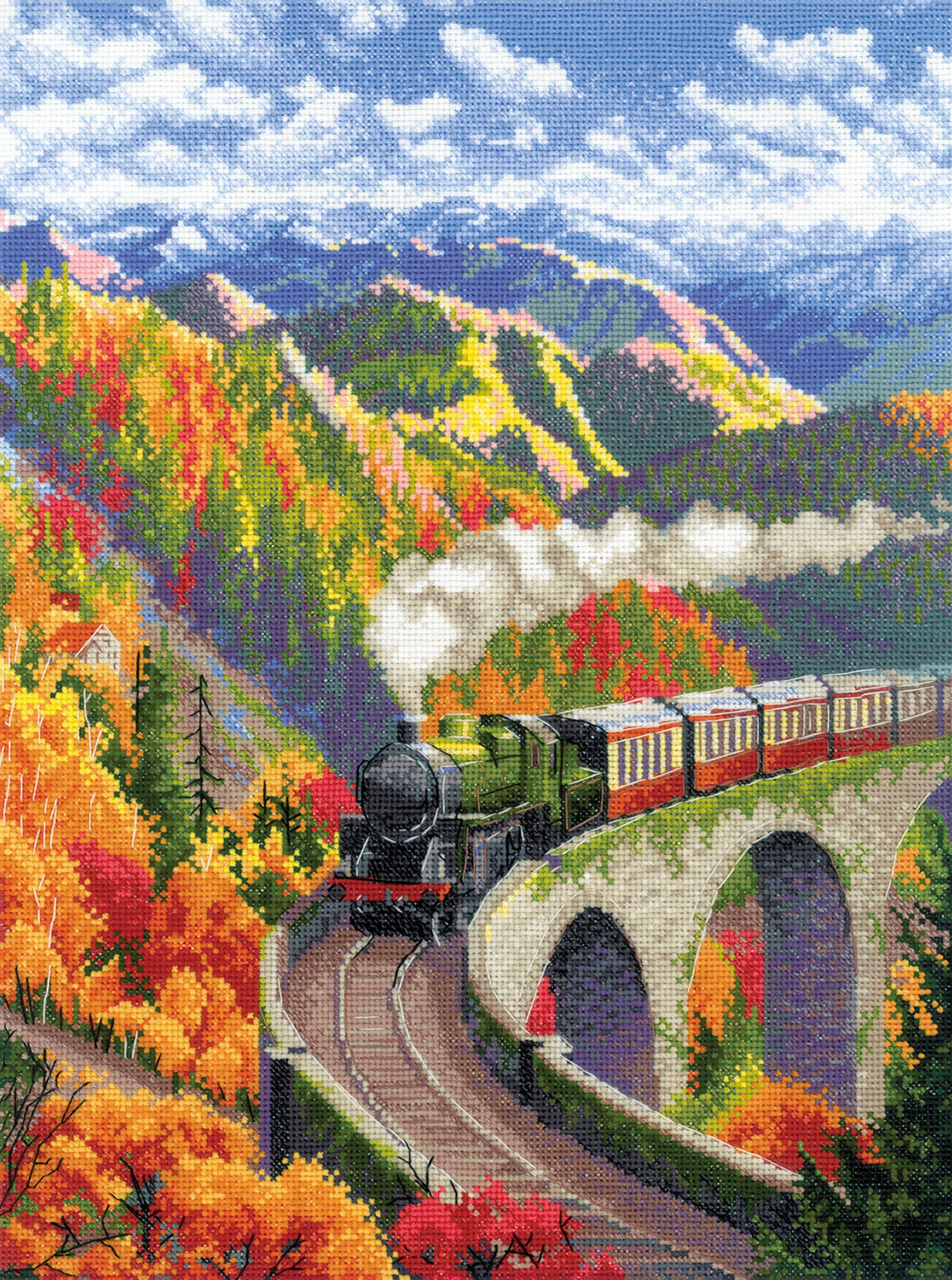 RIOLIS 2211 Herbstexpress Zählmuster-Kreuzstich-Set 29.8 x 40 cm