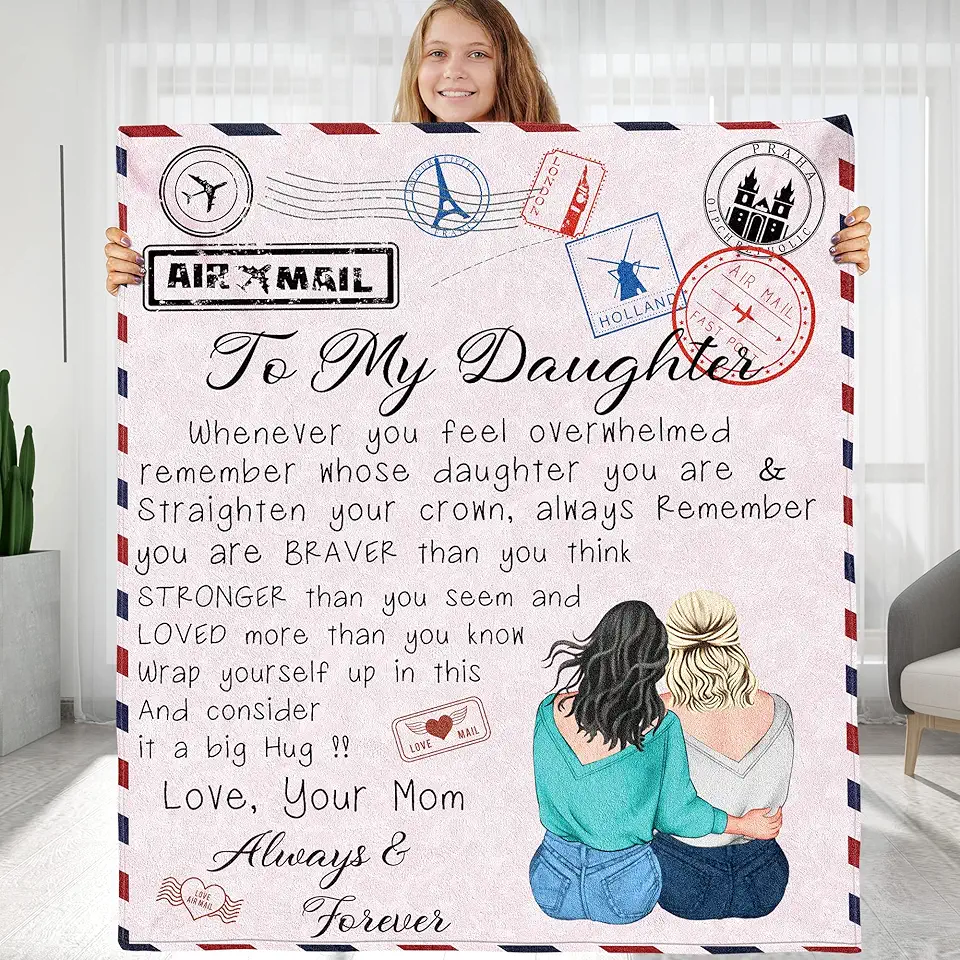 Presentes de aniversário para minha filha, cobertor de flanela para filhas, presente de formatura de Natal para o dia das mães, presente de formatura para filhas da mãe (presente de filha-08,