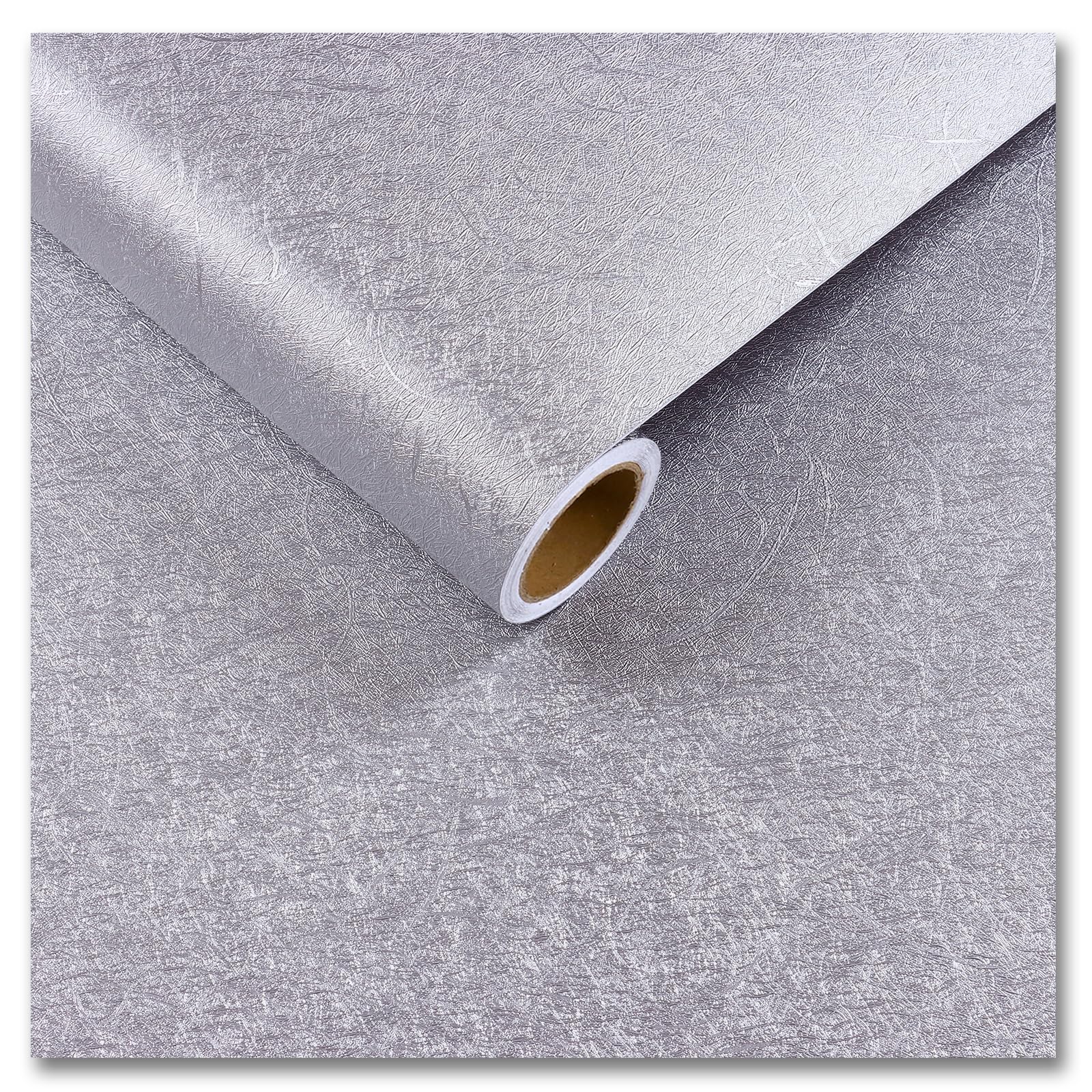 Papier peint amovible argenté étanche et lavable pour crédence