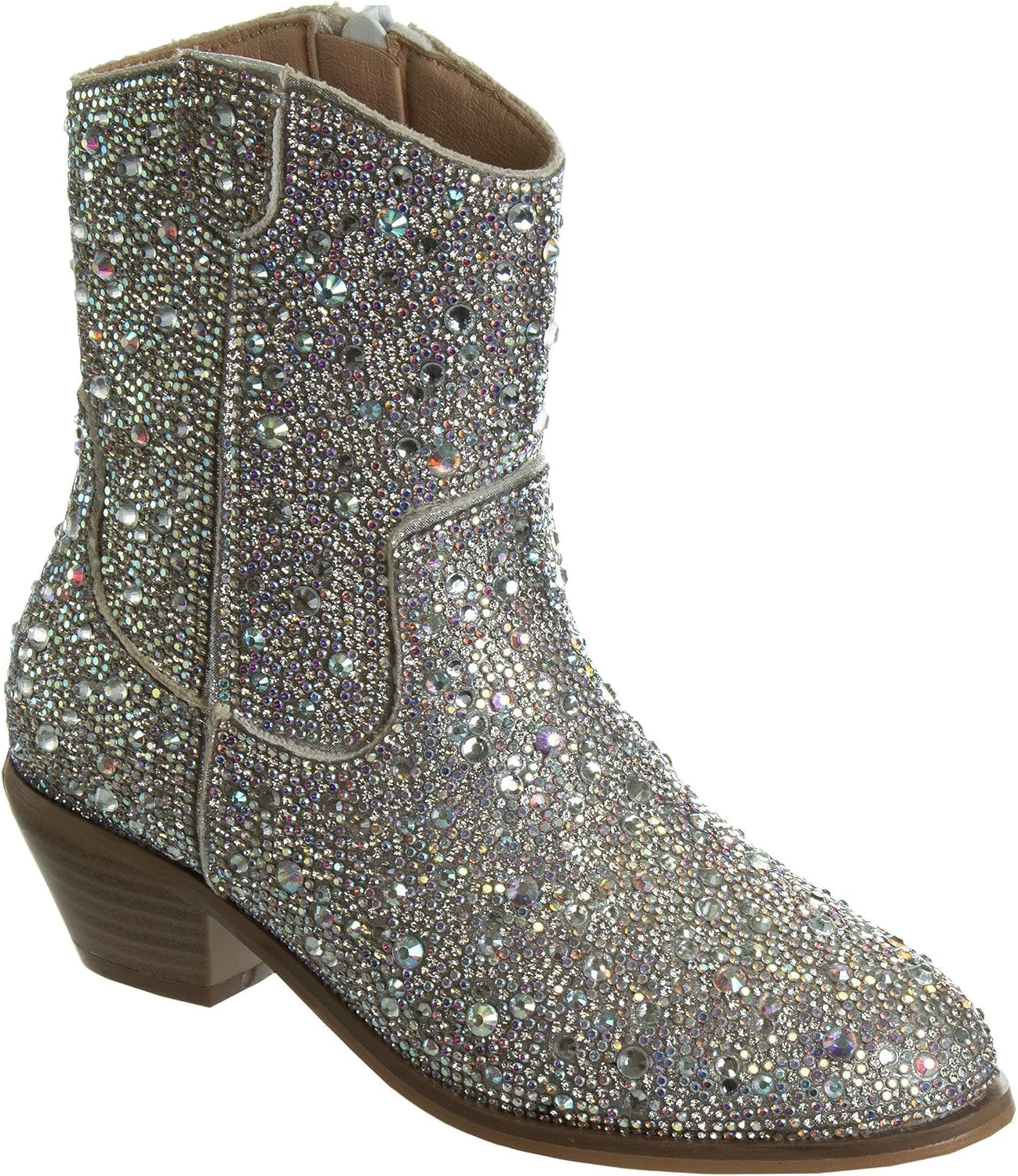 Josmo Girls Sparkly Rhinestone Boots Glitter Western Ankle Cowgirl Boots for Little Kid to Big Kid Sizes