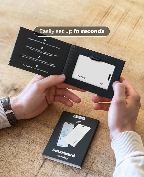 Rhinokey® Apple Find My Wallet Tracker Card, MFi Certified Bluetooth Tracker for iPhone, 0.07in Slim Credit Card Item Finder, IP68 Waterproof Rechargeable, Locator for Wallet, Luggage, Passport by rhinokey - Used condition - Image 8
