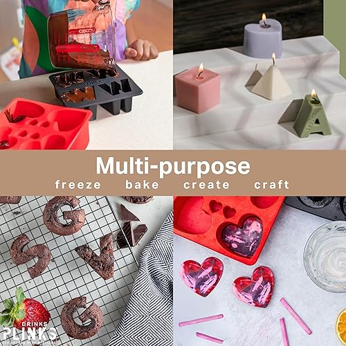 Miniatura 6 de DRINKSPLINKS Bandeja de silicona K para cubitos de hielo  Molde de hielo inicial K para cócteles y fiestas con cubos de hielo grandes en forma de