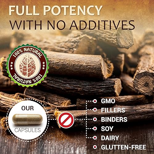 Miniatura 10 de Extracto de raíz de regaliz suplemento de extracto de glycyrrhiza glabra para digestión, restaura la salud respiratoria, fatiga suprarrenal y apoyo