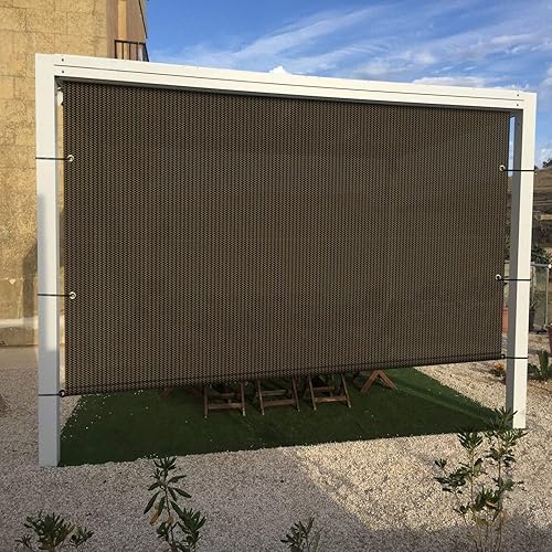 Miniatura 2 de E&K Sunrise - Toldo para exteriores de 8 x 12 pies, con ojales, varillas con peso, bloqueo UV, para pérgola, patio, terraza, patio trasero (marrón)