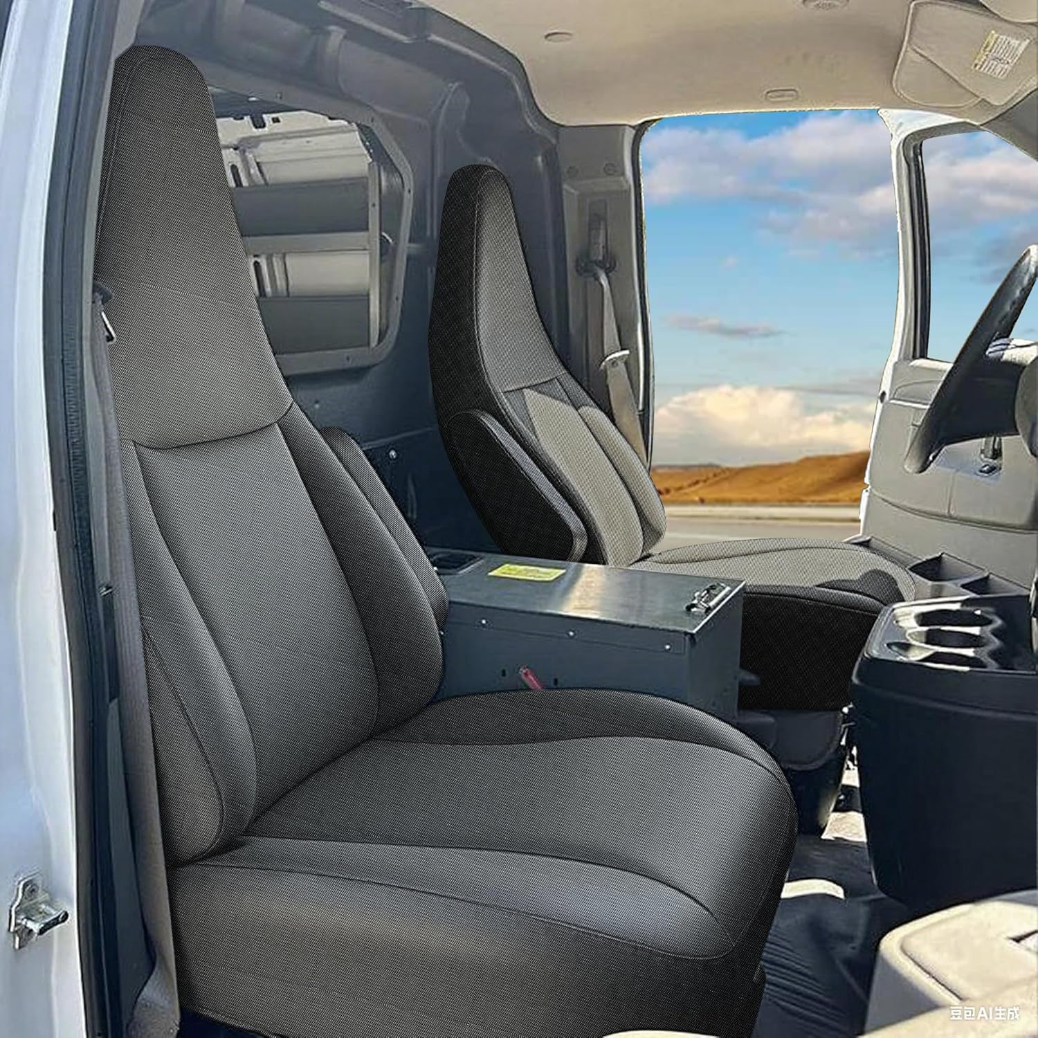 Heavy-Duty 600D Oxford Fabric Seat Covers for Chevrolet Express 2010 2011 2012 2013 2014 2015-2025 Tough & Durable Snug Fit No-Slip - Black