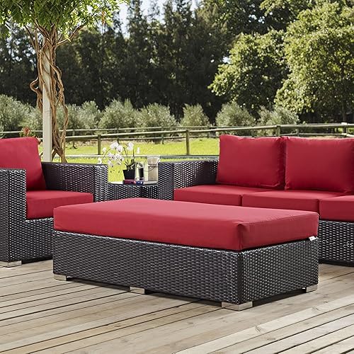 Vista 234 de Modway EEI-1911-EXP-ORA Convene - Muebles otomanos cuadrados de tela para patio, muebles de exterior, color naranja espresso Espresso Naranja