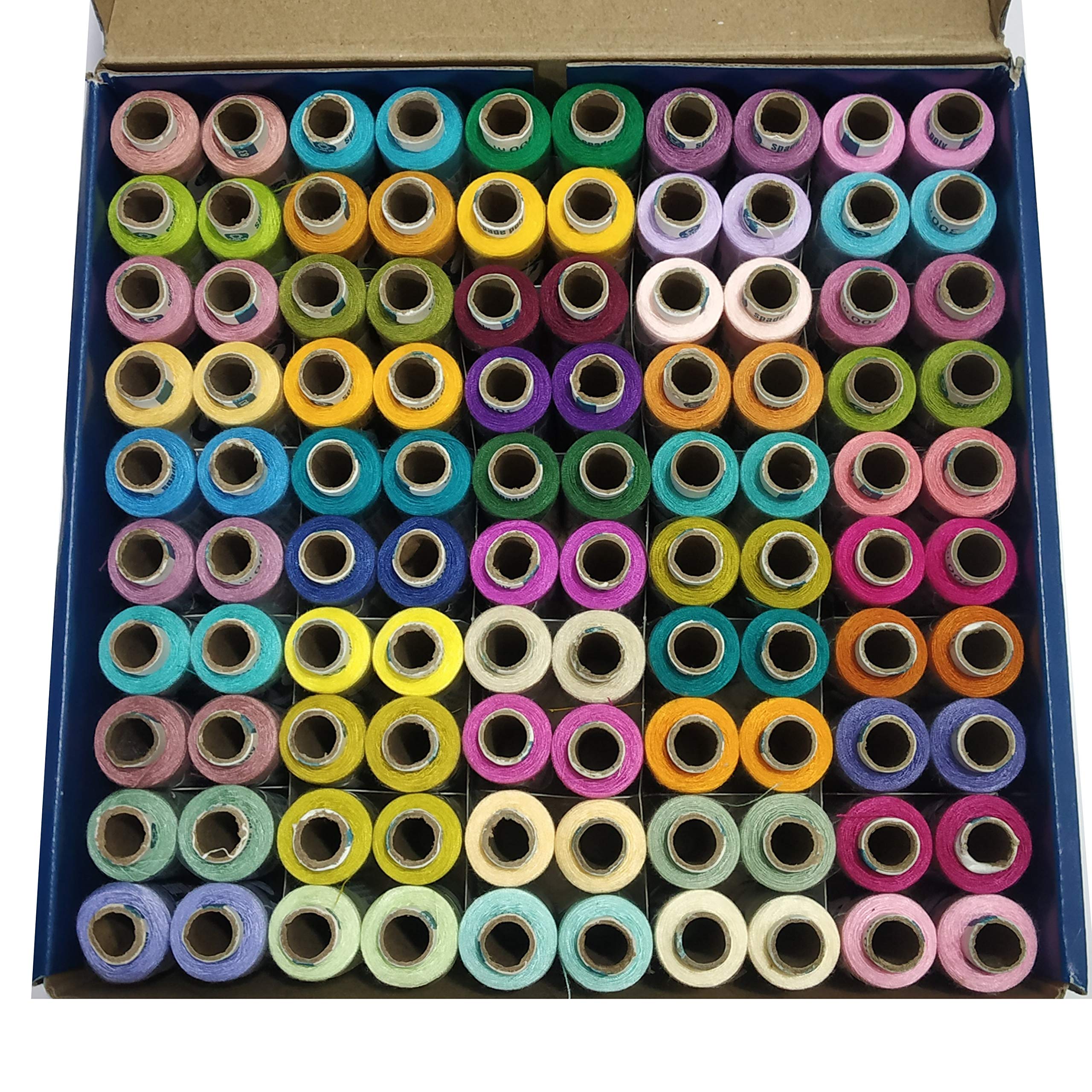 Spade Poly Polyester Sewing Thread Assorted100 spools (50 Colours x 2) 300 Meters Each (2003L)-image-0