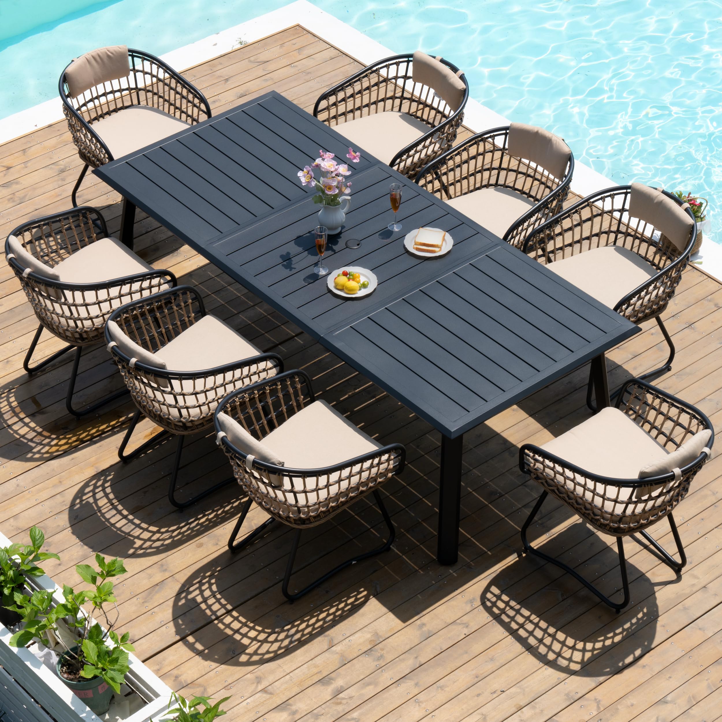 Pellebant 9 Piece Outdoor Dining Set
