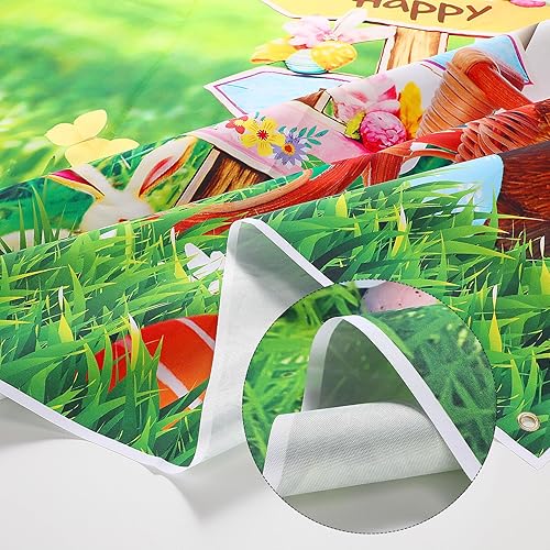 Vista 19 de Telón de fondo de fotografía de Pascua de primavera de 8 x 6 pies, fondos de Pascua, huevos coloridos, flores, conejo, fondo de fotografía