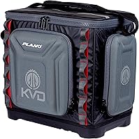 Plano KVD 3700 Signature Series Tackle Bag - Water-Resistant Customizable Fishing Storage with 3700 Boxes, Black/Red