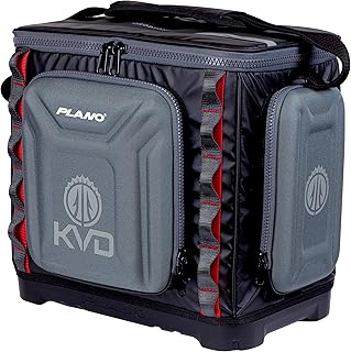 Plano KVD 3700 Signature Series Tackle Bag, Black with Red Accents, Water-Resistant TPE Coated Fabric, Premium Customizable Fishing Storage, Soft Tackle Bag